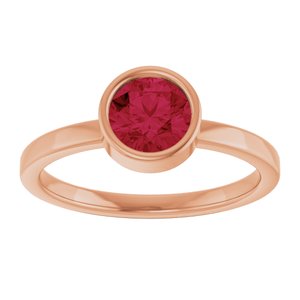 14K Rose Gold 6 mm Lab-Grown Ruby Ring