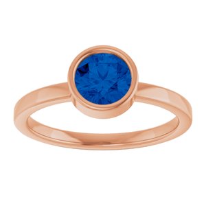 14K Rose Gold 6 mm Natural Blue Sapphire Ring