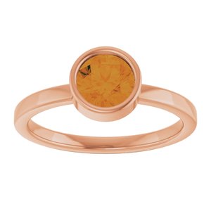 14K Rose Gold 6 mm Natural Citrine Ring