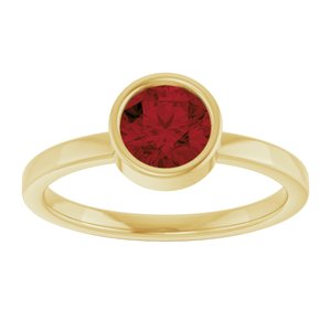 14K Yellow Gold 6 mm Natural Mozambique Garnet Ring