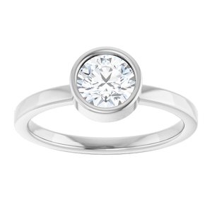 14K White Gold 6 mm Natural White Sapphire Ring