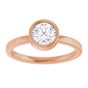 14K Rose Gold 6 mm Natural White Sapphire Ring