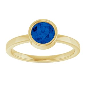 14K Yellow Gold 6 mm Lab-Grown Blue Sapphire Ring