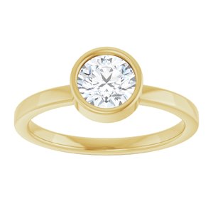 14K Yellow Gold 6 mm Natural White Sapphire Ring