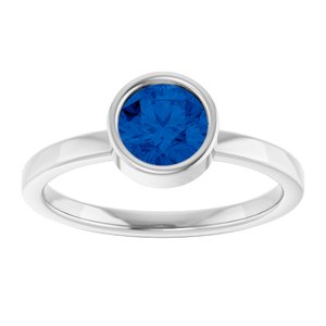 Platinum 6 mm Natural Blue Sapphire Ring