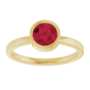 14K Yellow Gold 6 mm Lab-Grown Ruby Ring