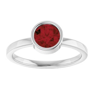 Platinum 6 mm Natural Mozambique Garnet Ring