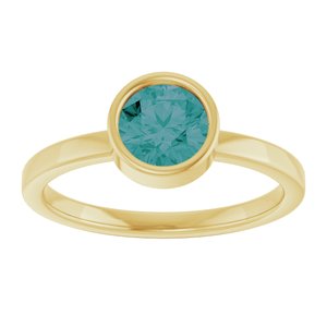 14K Yellow Gold 6 mm Lab-Grown Alexandrite Ring