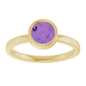 14K Yellow Gold 6 mm Natural Amethyst Ring