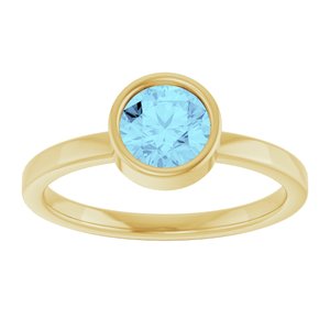 14K Yellow Gold 6 mm Natural Aquamarine Ring