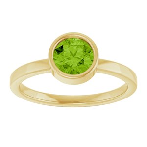 14K Yellow Gold 6 mm Natural Peridot Ring