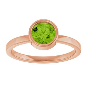 14K Rose Gold 6 mm Natural Peridot Ring