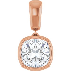 10K Rose Gold 9x9 mm Cushion Charm/Pendant Mounting