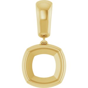 10K Yellow Gold 9x9 mm Cushion Charm/Pendant Mounting – image 2