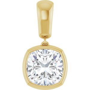 14K Yellow Gold 9x9 mm Cushion Charm/Pendant Mounting