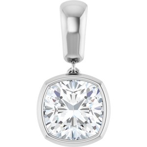 10K White Gold 9x9 mm Cushion Charm/Pendant Mounting