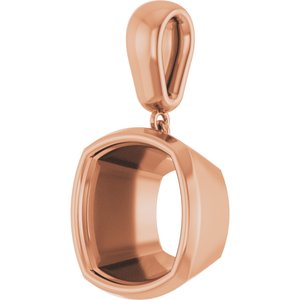 10K Rose Gold 12x12 mm Cushion Charm/Pendant Mounting – image 4
