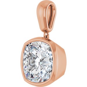 14K Rose Gold 12x12 mm Cushion Charm/Pendant Mounting – image 3