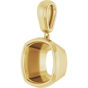 10K Yellow Gold 12x12 mm Cushion Charm/Pendant Mounting – image 4