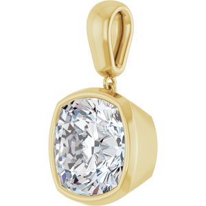 10K Yellow Gold 12x12 mm Cushion Charm/Pendant Mounting – image 3