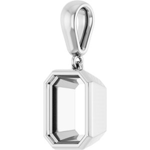 10K White Gold 9x7 mm Emerald Charm/Pendant Mounting – image 4