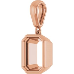18K Rose Gold 9x7 mm Emerald Charm/Pendant Mounting – image 4