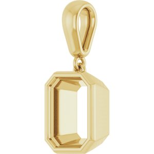 14K Yellow Gold 9x7 mm Emerald Charm/Pendant Mounting – image 4