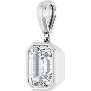 14K X1 White Gold 9x7 mm Emerald Charm/Pendant Mounting – image 3