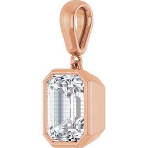 18K Rose Gold 9x7 mm Emerald Charm/Pendant Mounting – image 3