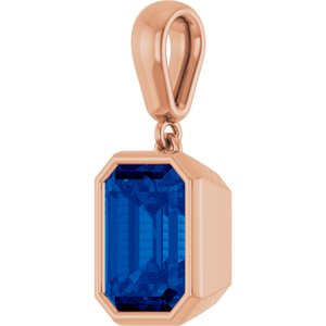 14K Rose Gold Lab-Grown Blue Sapphire Charm/Pendant – image 2