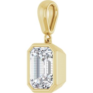 14K Yellow Gold 9x7 mm Emerald Charm/Pendant Mounting – image 3