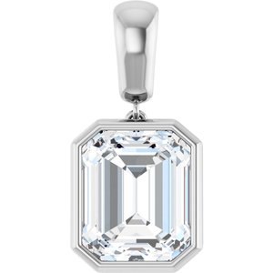Platinum 12x10 mm Emerald Charm/Pendant Mounting