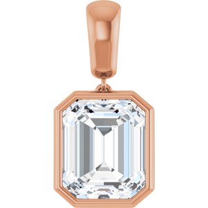 14K Rose Gold 12x10 mm Emerald Charm/Pendant Mounting