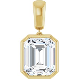 14K Yellow Gold 12x10 mm Emerald Charm/Pendant Mounting