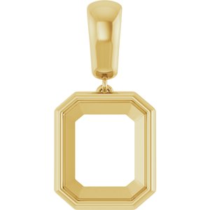 14K Yellow Gold 12x10 mm Emerald Charm/Pendant Mounting – image 2