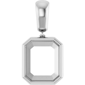 Sterling Silver 12x10 mm Emerald Charm/Pendant Mounting – image 2