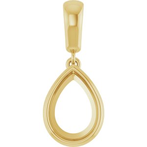 18K Yellow Gold 10x7 mm Pear Charm/Pendant Mounting – image 2