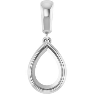 18K White Gold 10x7 mm Pear Charm/Pendant Mounting – image 2