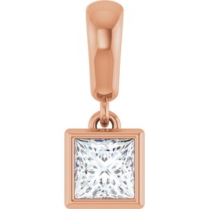 10K Rose Gold 4x4 mm Square Charm/Pendant Mounting