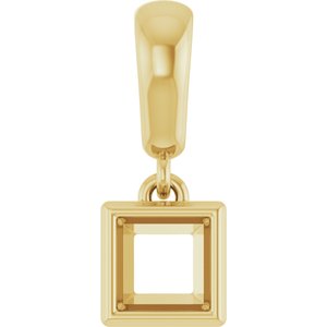 10K Yellow Gold 4x4 mm Square Charm/Pendant Mounting – image 2