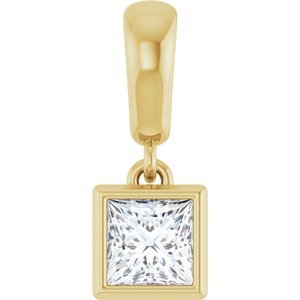 14K Yellow Gold 4x4 mm Square Charm/Pendant Mounting