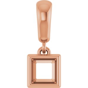 10K Rose Gold 4x4 mm Square Charm/Pendant Mounting – image 2