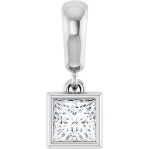 14K X1 White Gold 4x4 mm Square Charm/Pendant Mounting