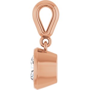 14K Rose Gold 6x6 mm Cushion Charm/Pendant Mounting – image 5
