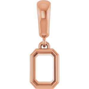 14K Rose Gold 6x4 mm Emerald Charm/Pendant Mounting – image 2