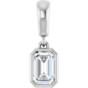 10K White Gold 6x4 mm Emerald Charm/Pendant Mounting