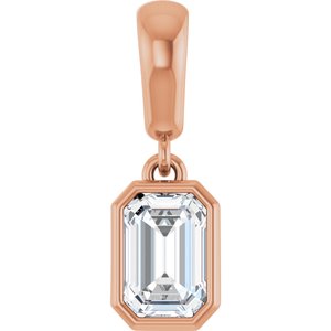 18K Rose Gold 6x4 mm Emerald Charm/Pendant Mounting