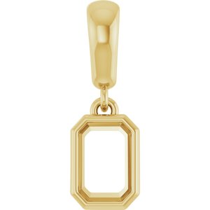 18K Yellow Gold 6x4 mm Emerald Charm/Pendant Mounting – image 2
