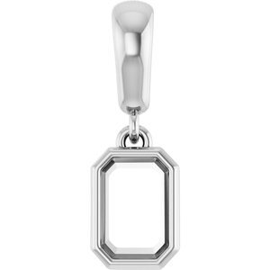 14K White Gold 6x4 mm Emerald Charm/Pendant Mounting – image 2