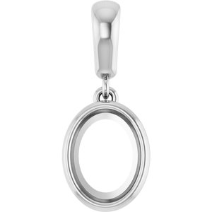 10K White Gold 8x6 mm Oval Charm/Pendant Mounting – image 2